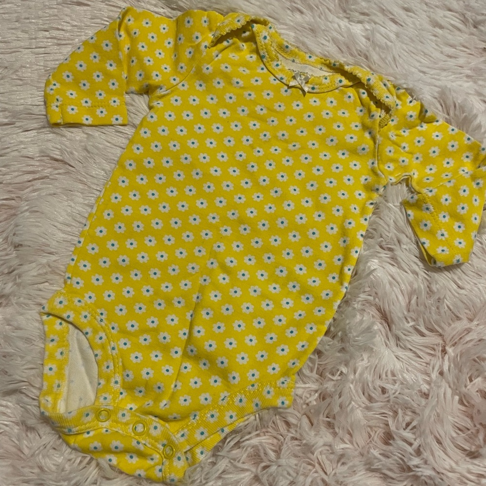 Yellow floral baby girls onesies